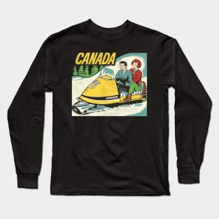 Vintage Canada Snowmobiling Tourist Travel Souvenir Long Sleeve T-Shirt